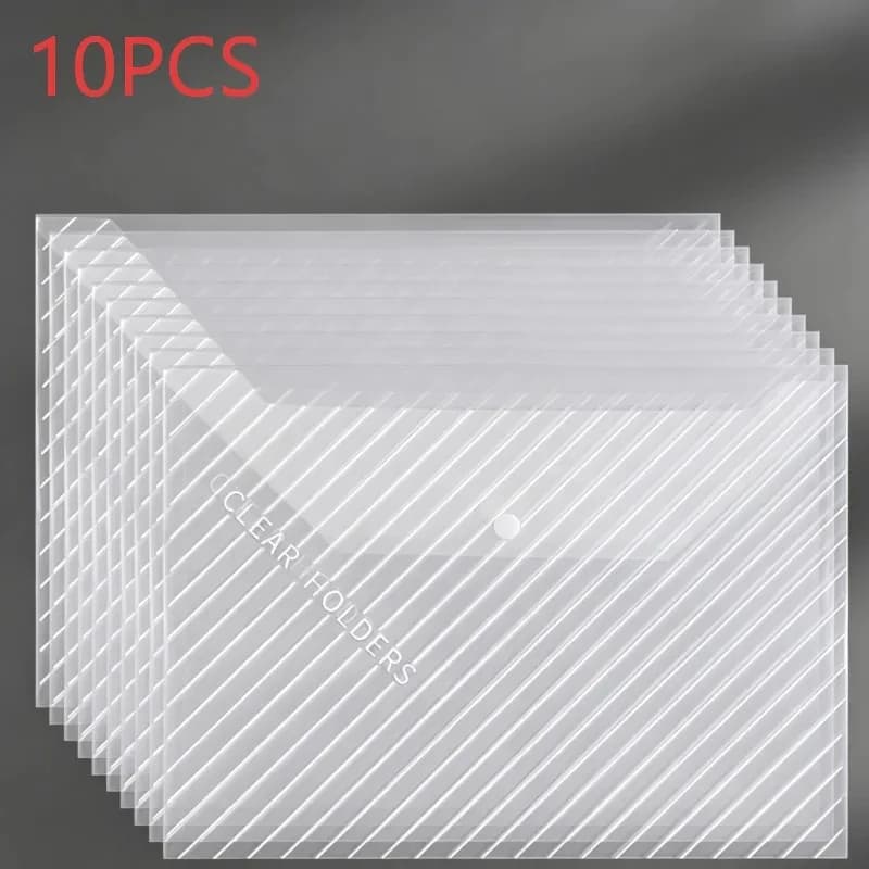 A4 Size Plastic Envelopes with Snap Closure,For School Office Plastic Folders for Document, Clear File Folders Bags