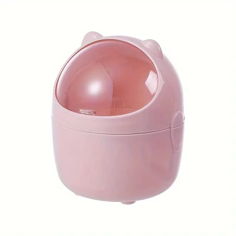 Mini Cute Cylindrical Wastebasket with Screw-Off Cap - Durable Plastic Desktop Trash Can