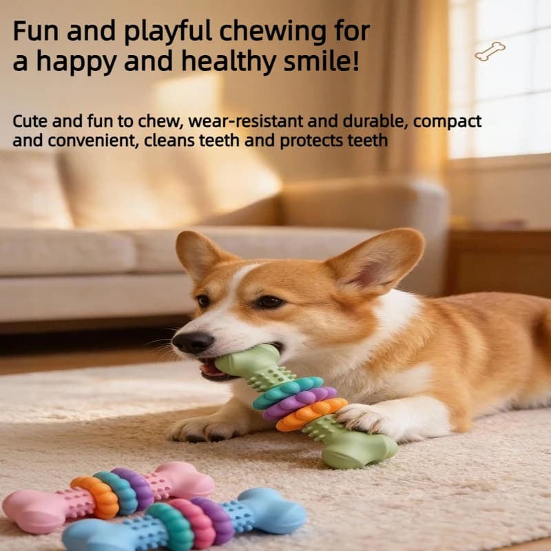 Dog Toy Bone-Shaped Chew Resistant Teething Dog Toy Self-Entertainment Boredom-Relief Gadget for Large, Medium, And Small Dogs