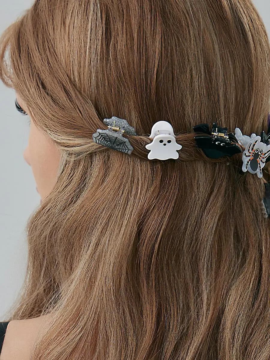 Halloween Pumpkin Ghost Acrylic Hair Accessories Hair Claw Hair Weave Spider Web Hair Clip Fashionable Party Wedding
