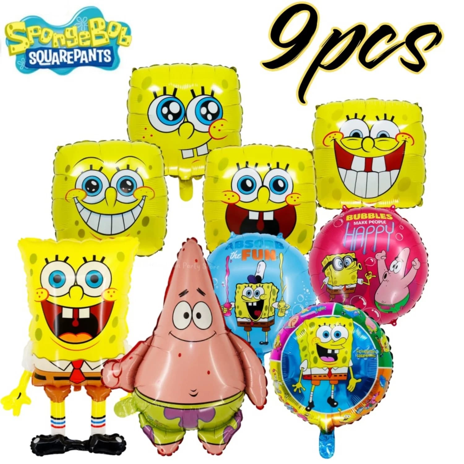 9Pcs Spongebob Patrick Star Cartoon Anime Balloons Aluminum Foil Balloon Set for Kids Baby Shower Birthday Party Decorations