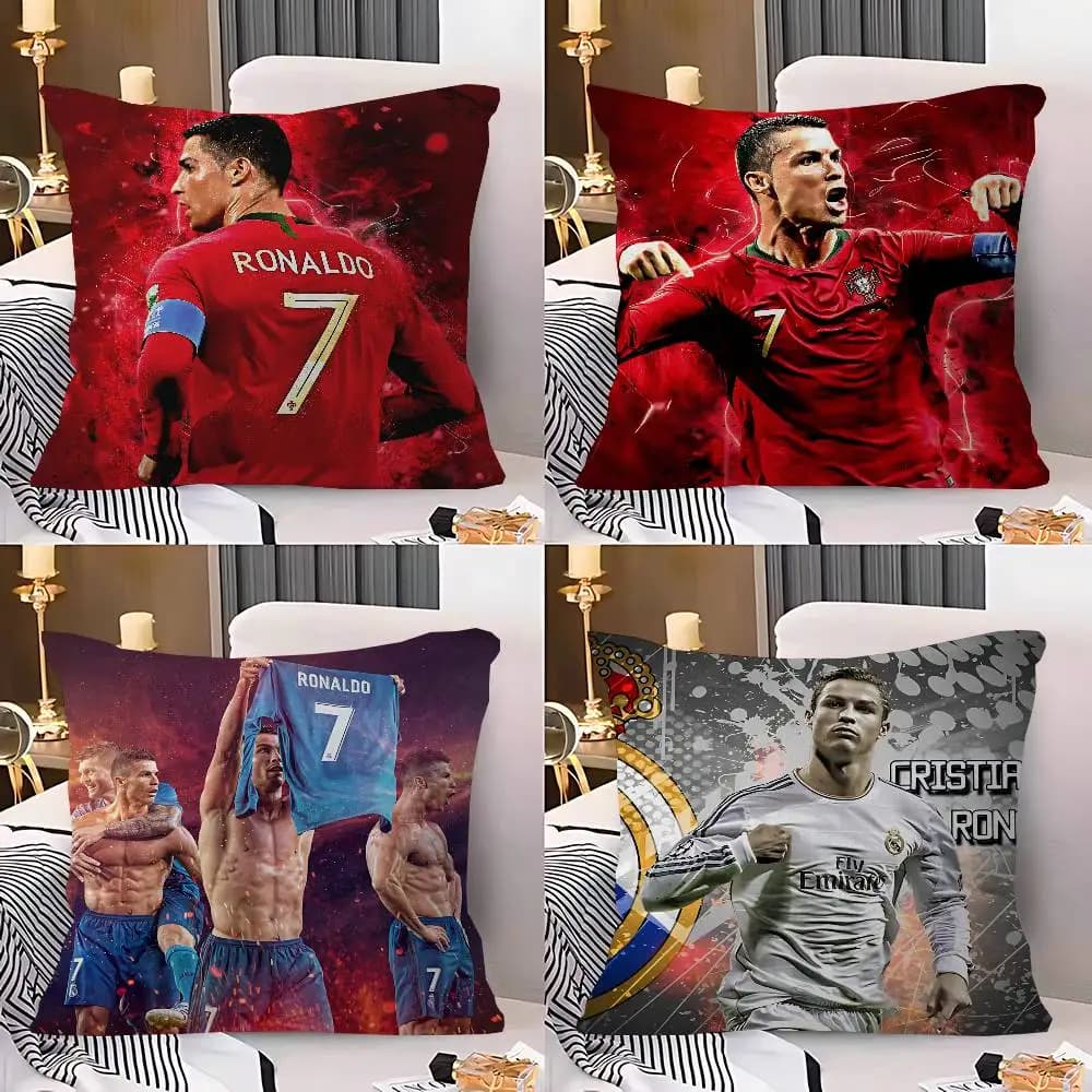 Cuscino FOOTBALL Cr7 R-Ronaldo, Cuscino Anime, Cuscino per Divano e Letto, Federa per Cuscino 45x45 cm, Alla Moda