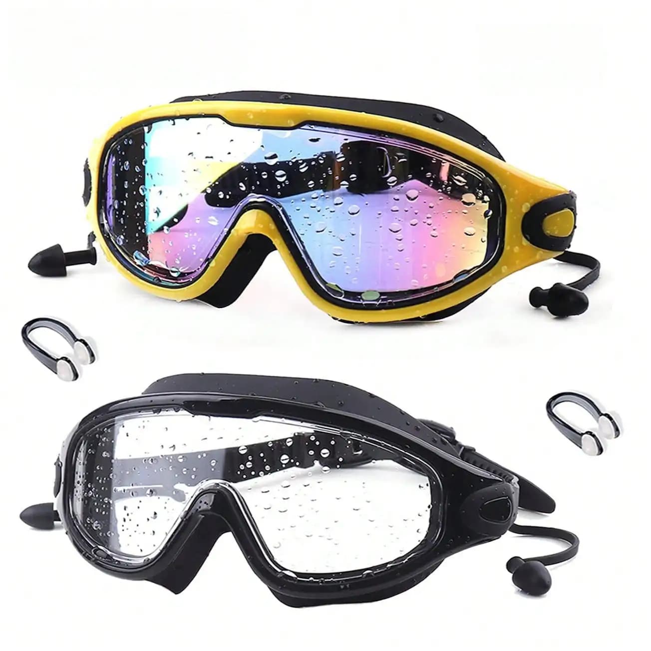 Occhiali da nuoto per adulti; Unisex; Resistenti all'acqua HD e antiappannamento; Occhiali da nuoto con montatura grande e liscia; Attrezzatura da b