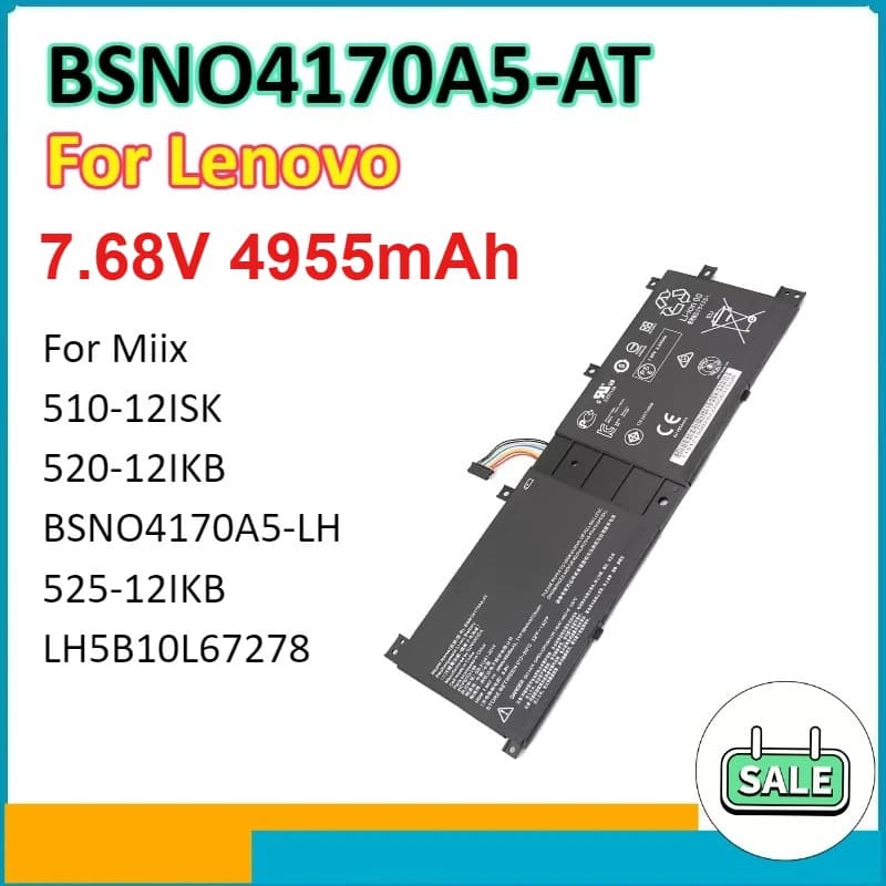 BSNO4170A5-AT 4955mAh Batteria del computer portatile per Lenovo Miix 510-12ISK 520-12IKB BSNO4170A5-LH 525-12IKB LH5B10L67278 7.68V 39WH