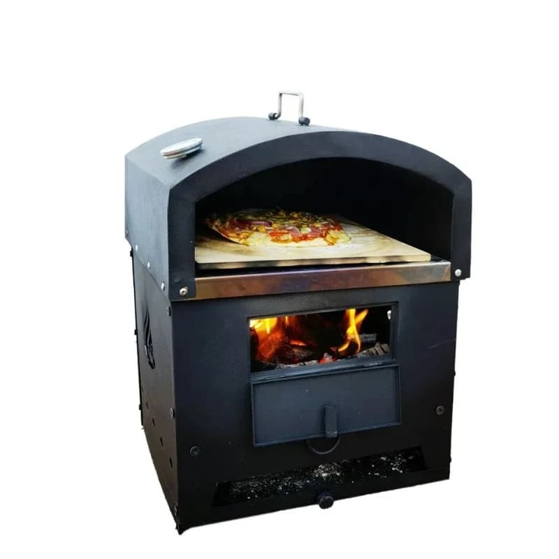 Forno per Pizza da Esterno in Acciaio con Struttura Smontabile, Pietra Refrattaria in Ceramica e Base per Barbecue