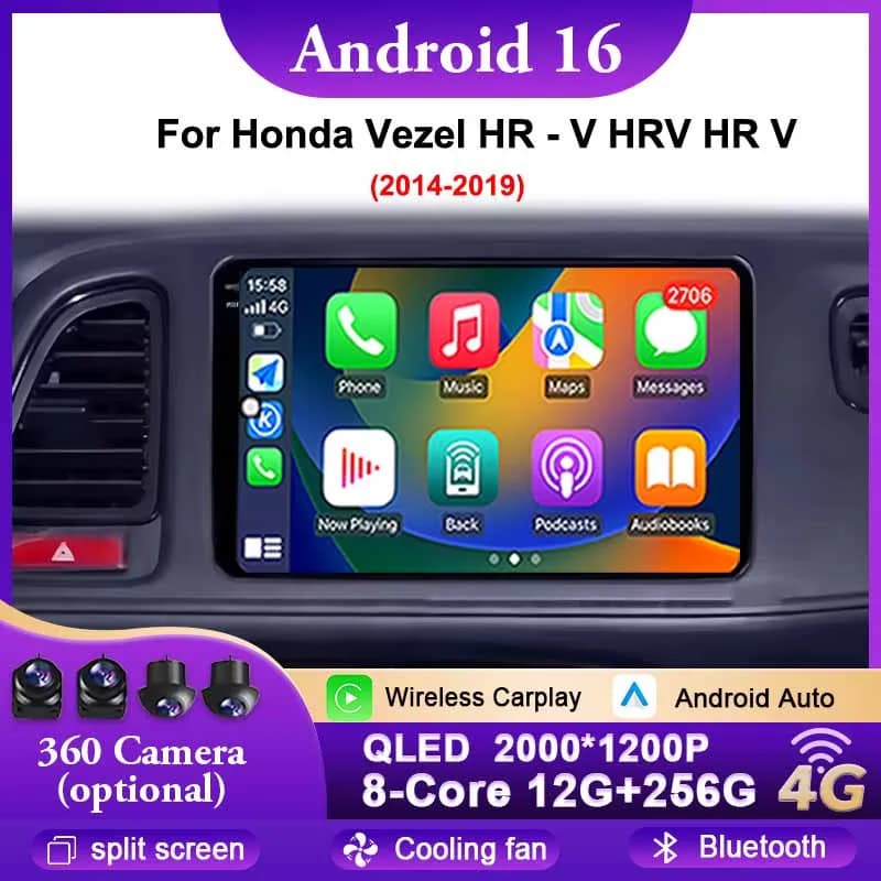 Autoradio Android 16 Per Honda Vezel HR - V HRV HR V 2014 - 2019 Wireless CarPlay Android Auto DSP Auto Multimediale GPS WIFI 4G