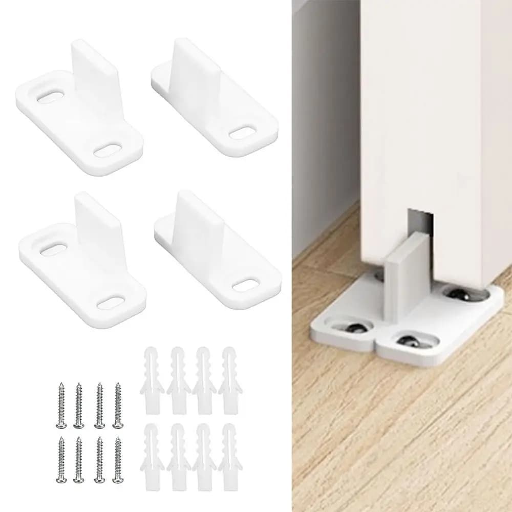 4pcs Accessories POM Barn Door Stopper White Adjustable Barn Door Floor Guide Sliding Door Floor Guide Cabinet