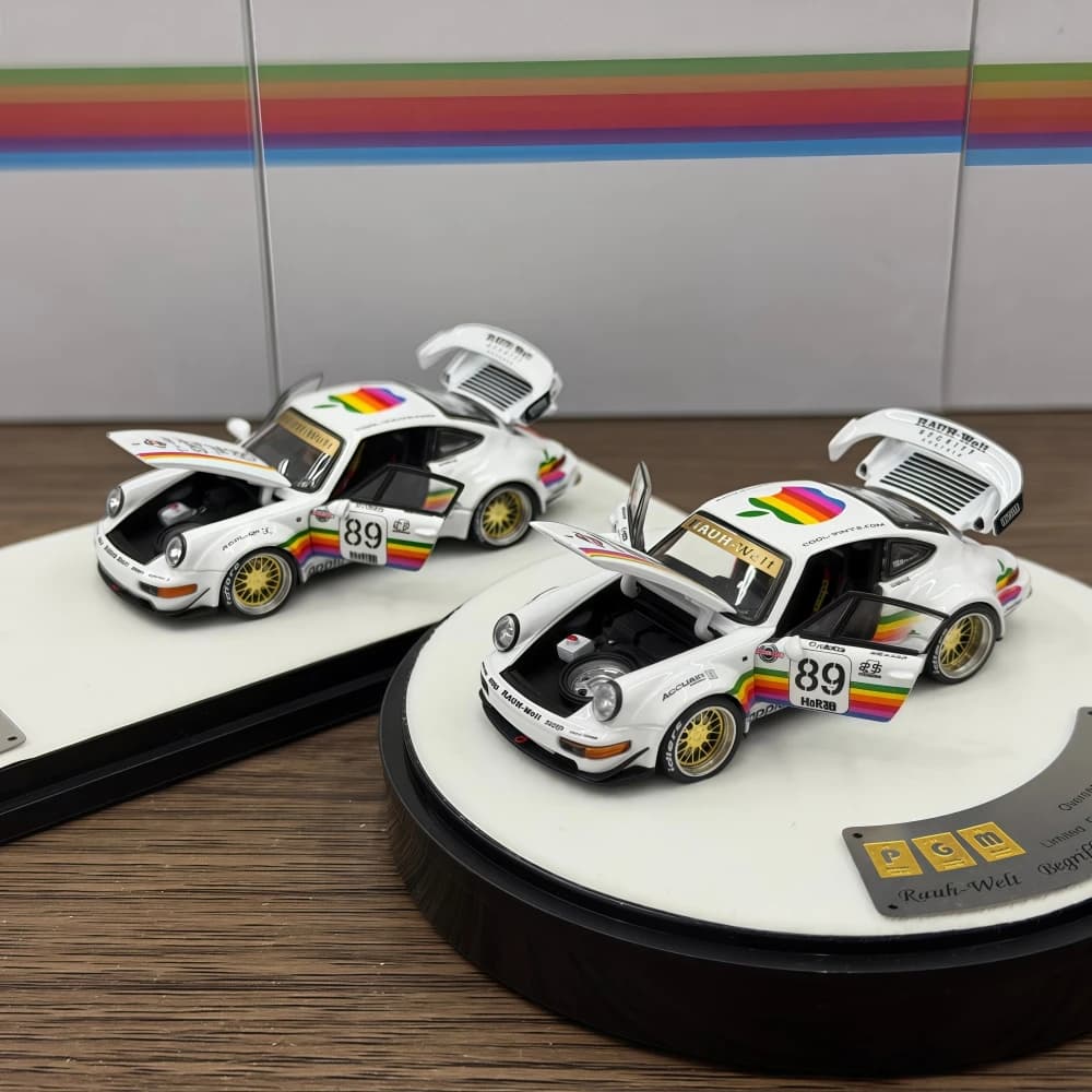PGM 1:64 RWB964 Bianco Appl 89 # Modellino Auto Completamente Apribile in Metallo Pressofuso