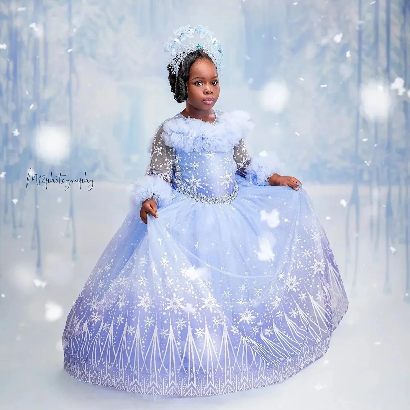 Abiti da compleanno per ragazze Frozen azzurro cielo per feste Abiti da ragazza di fiori con perline in pizzo personalizzati Abiti da ballo per matrimonio
