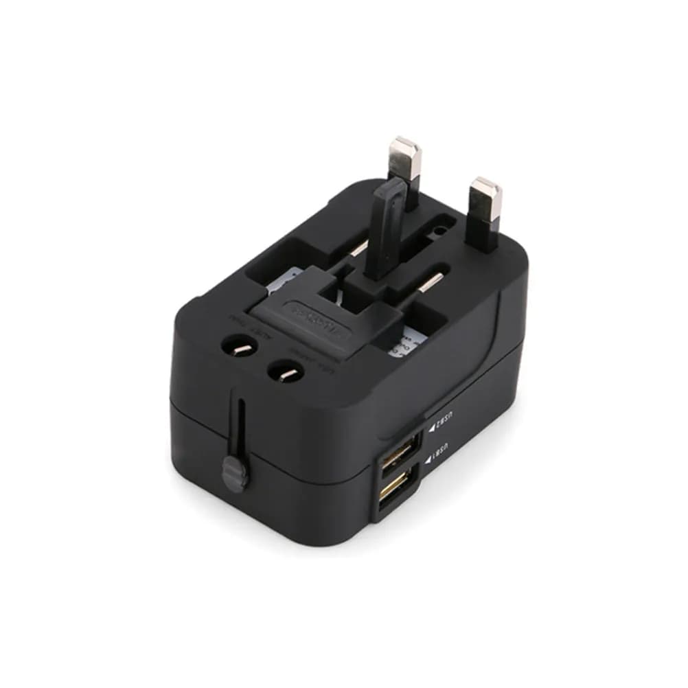 Adattatore da Viaggio Universale Tutto in Uno con Doppia Porta USB per Ricarica, Compatibile con Prese EU, US, UK