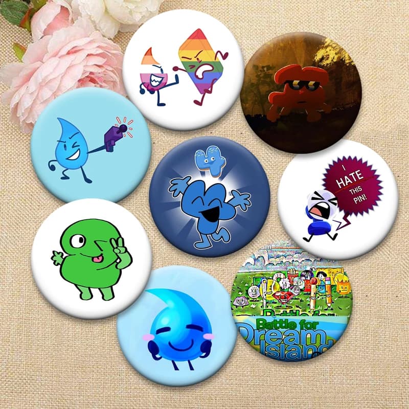 Sei pittori BFDI TPOT Spille squisite Spille anime carine Teardrop Gaty Cartoon Badge Zaino Accessori Gioielli Regali fatti a mano
