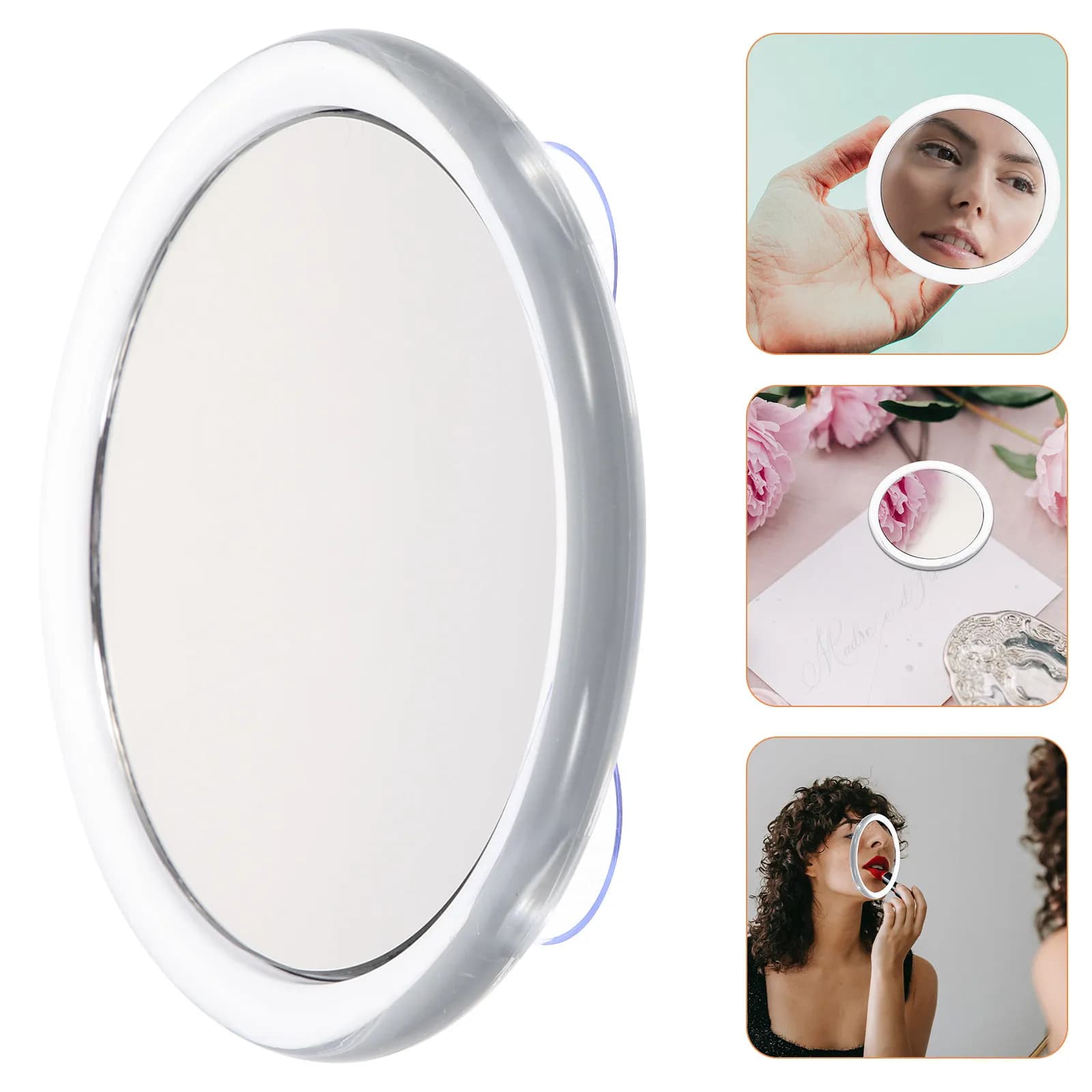 Specchio Ingranditore 20X con Forte Ventosa per Applicazione Trucco, Specchio Portatile HD con Bordi Arrotondati per Bagno