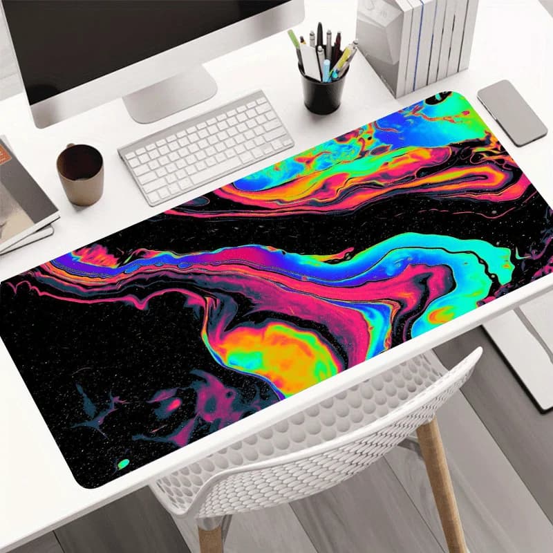 Tappetino per Mouse con Arte Astratta al Neon, Antiscivolo con Bordo Cucito, per Gaming e Ufficio