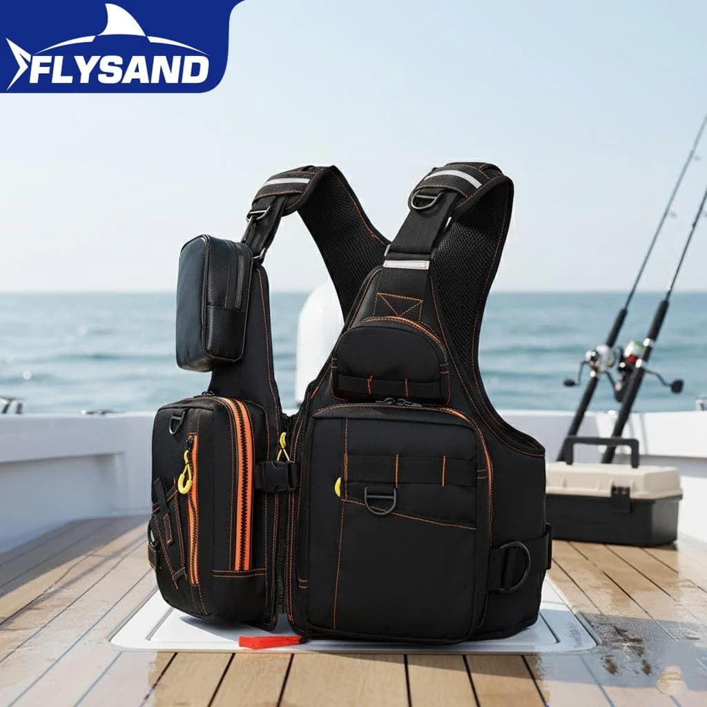 Gilet da Pesca Multifunzionale con Tasche Multiple, Giubbotto di Salvataggio Galleggiante per Pesca e Sport Acquatici