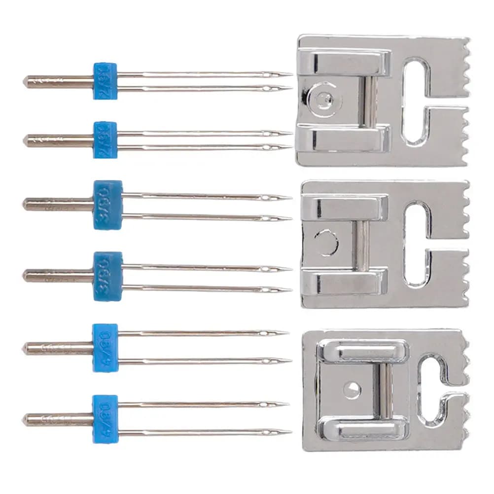 1Set Sewing Machine Twin Needle Set 2 3 4 90 Multi Size Presser Foot Kit Household Sewing Accessories Double Hole Needle