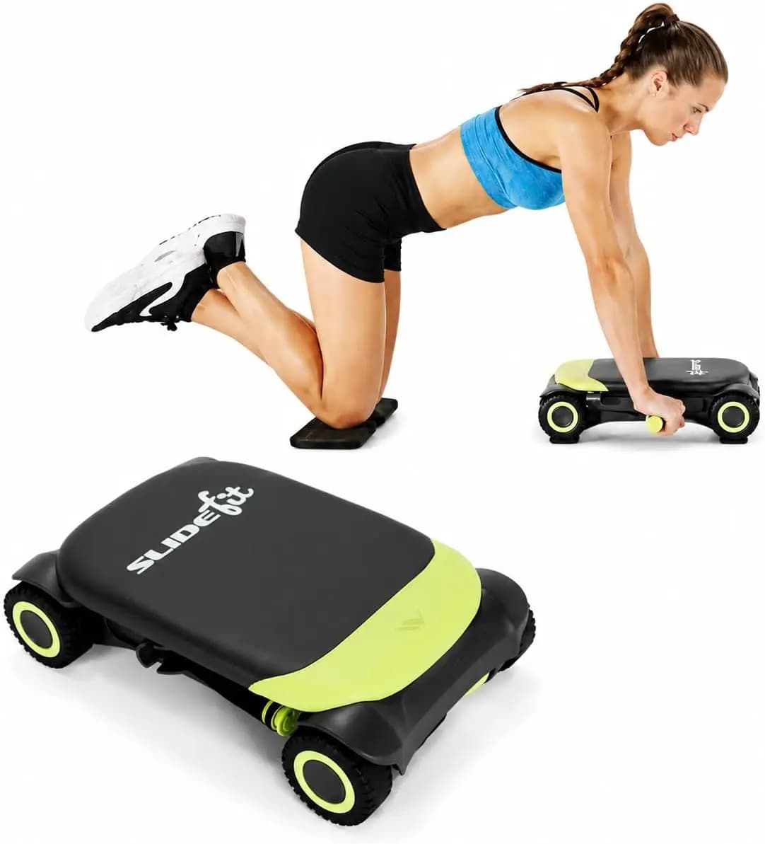 Slide Fit, Ab Roller Board with 4 Wheels, Automatic Rebound Abdominal Wheel for Core Workout, Ab Exercise Equipment, Abdominal E