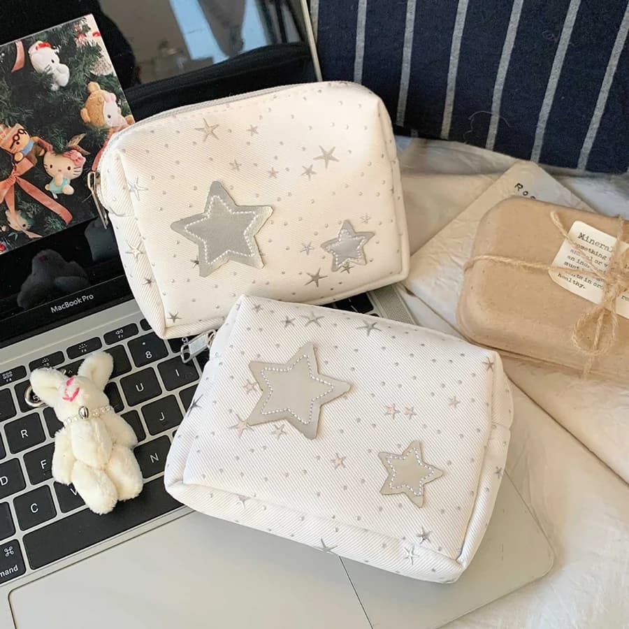 Star Pattern Women Cosmetic Bag Portable Mini Handbag Multifunctional Camera Pouch Travel Sundries Storage Bag Casual Daily Clut