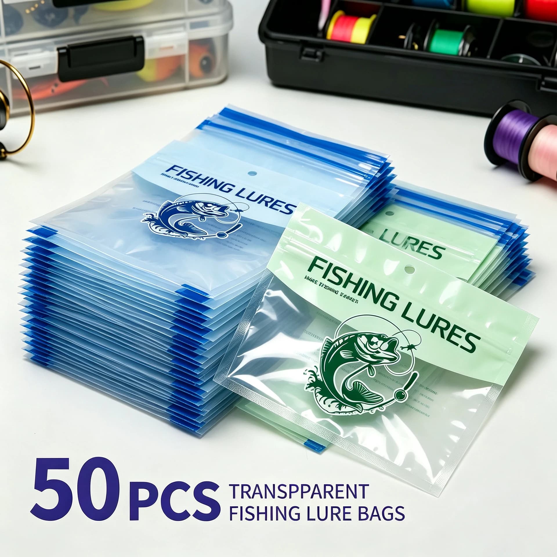 16*12cm 50Pcs Thickened Fishing Bait Storage Zipper Sealing Bags For Lures Hooks Lead Sinkers Small Fishing Tackle Accessories