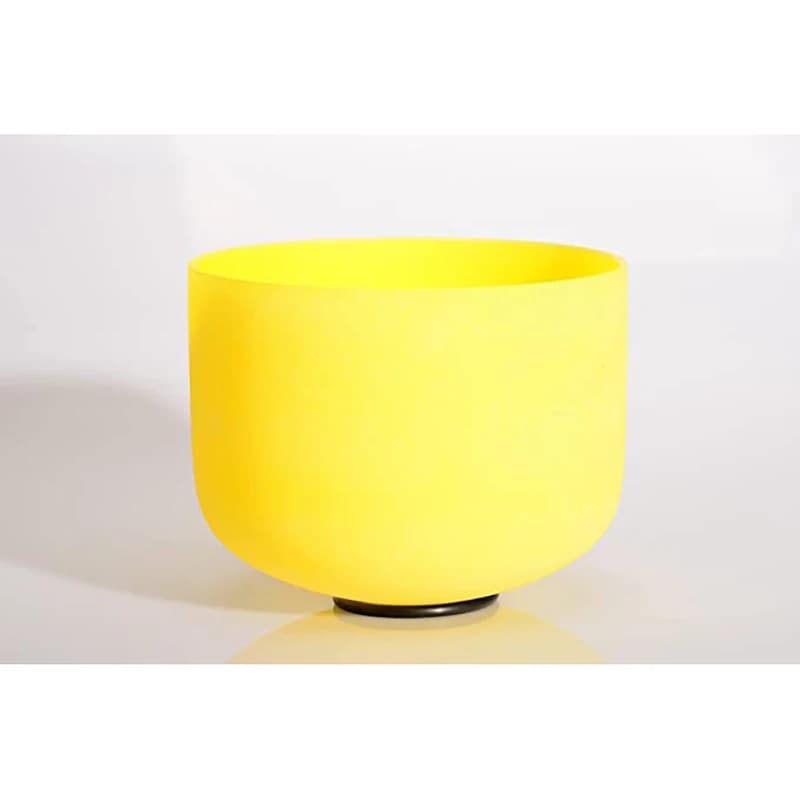 Crystal Singing Bowl E Note Solar Plexus Chakra Frosted Quartz Healing 8 inches