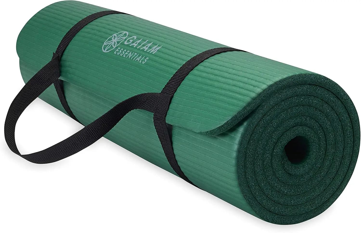 Tappetino Yoga Spesso 10mm con Cinghia di Trasporto per Allenamenti a Casa e in Palestra, Pilates ed Esercizi