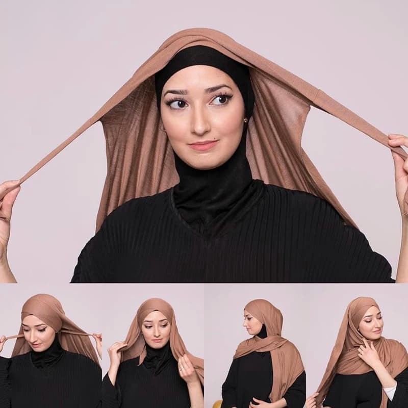 Maglia classica Hijab Cross Tie Sciarpa istantanea Sciarpe tinta unita in tinta unita Stile Foulard avvolgente per la testa per donna Turbante morbido