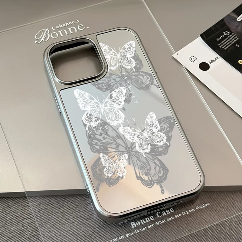 INS Coreano Bella farfalla stampa Specchio Custodia per telefono carina per iPhone 17 Air 16 15 Pro Max 14 13 12 11 Plus Y2K Cover