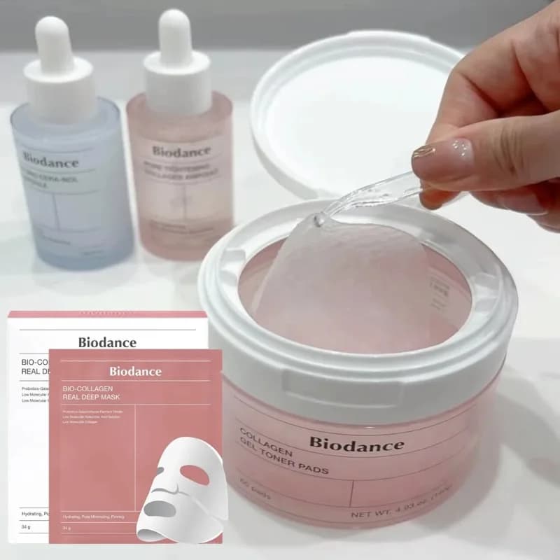 Compresse di cotone al collagene Elastico rassodante per i pori Idratante Calmante Schiuma di collagene a basso colpito Detergente per la cura della pelle