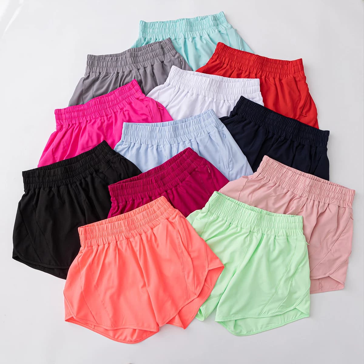Women's High Waist Yoga Shorts, Gym Pocket, Elastic Training, 2 In 1, Training, Gym, Bike, Hinge Pockets