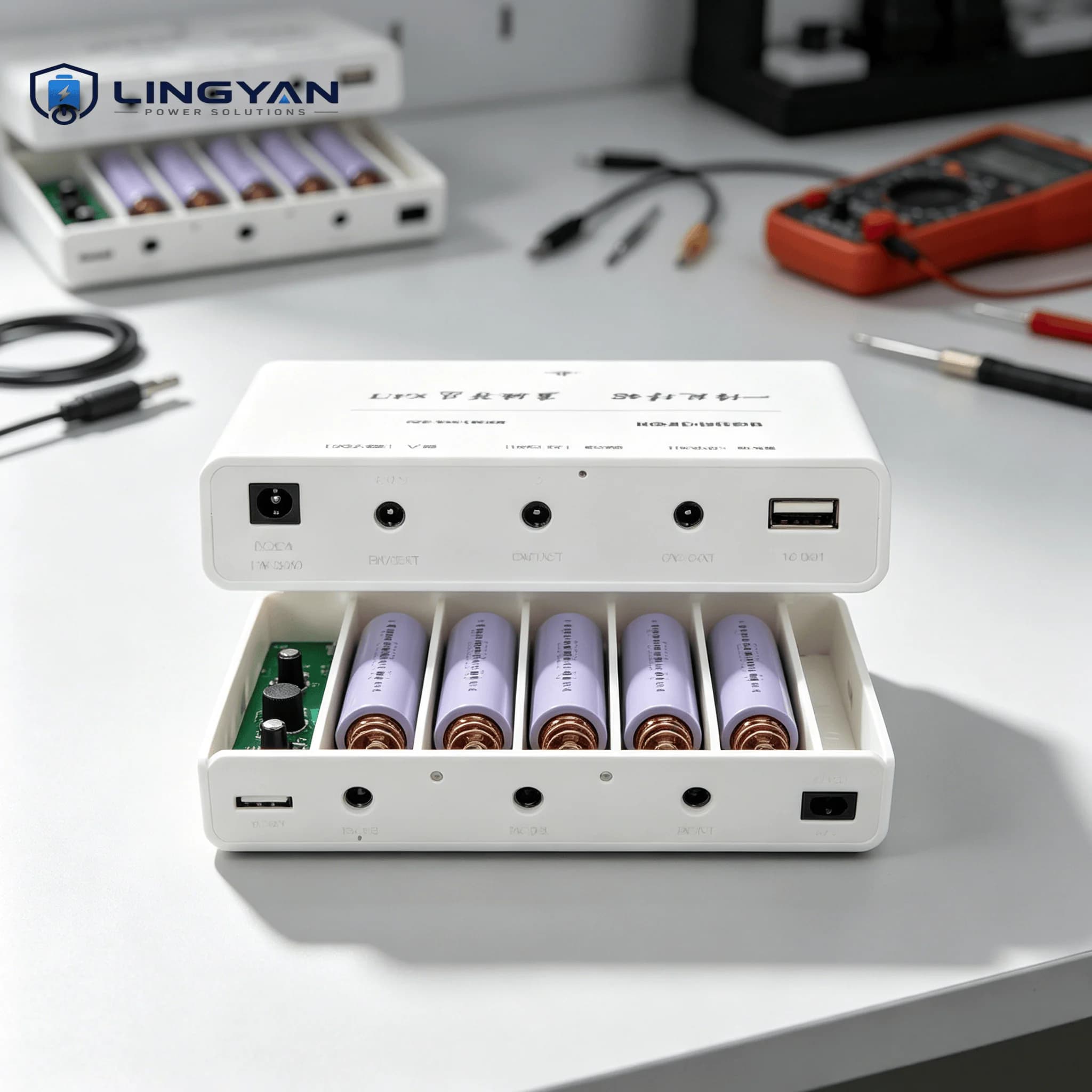 Portable Backup Power DC UPS Housing For All-in-One PC DIY 5x18650 19V 20V Output Uninterruptible Box Battery Not Included