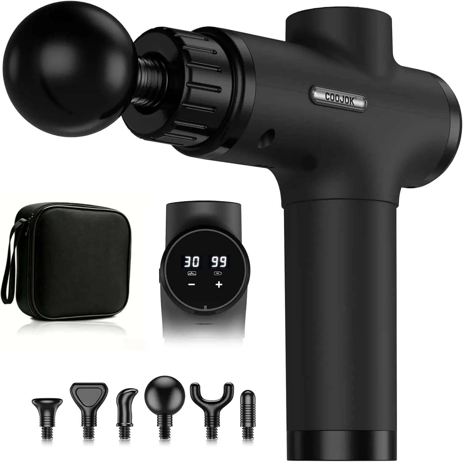 Deep Tissue Massage Gun for Pain Relief, 30 Speeds, 6 Heads, Portable