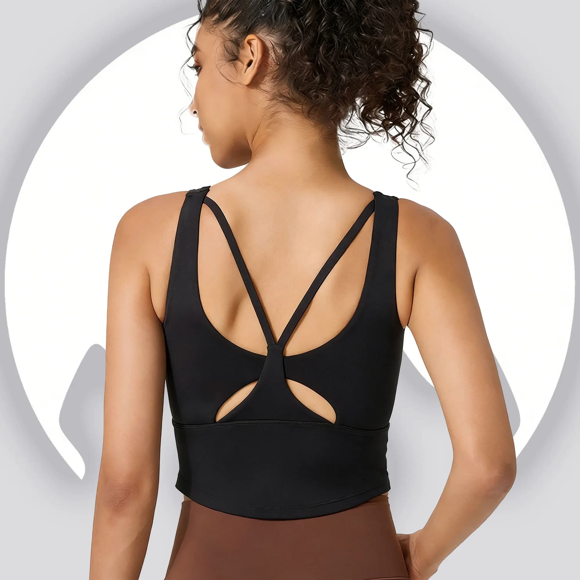Women's Sports Bra with Fixed Covers - Top from Workout with Crossed Back and Ribbed Life for Pilates, Gym, Open Fitness