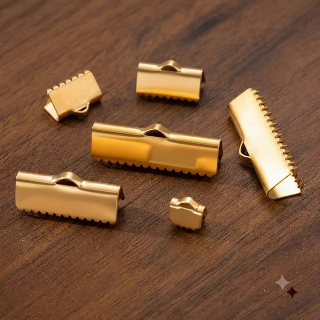 20Pcs Stainless Steel Crimp End Buckle Tips Clasp Cord Flat Cover Clasps Leather Clip For DIY Bracelet Connectors Jewelry Making