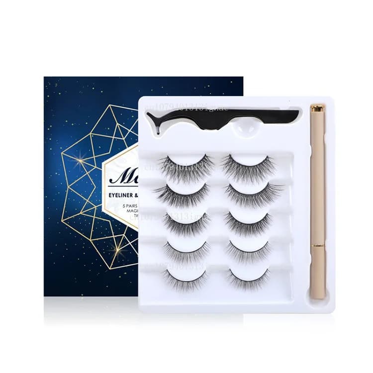 3/5/10 pairs/set set of fake eyeliner for non-magnetic eyeliner with pressure eyeliner and tweezers