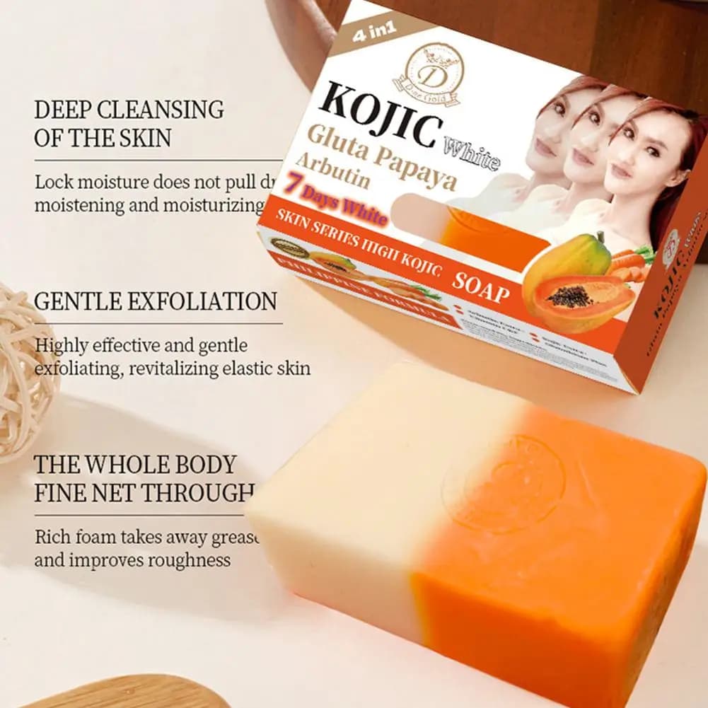 Papaya Essential Oil Soap and Kojico Acid 160g, Craft Flavour with Vitamin C for Skin Cleansing and Hydration