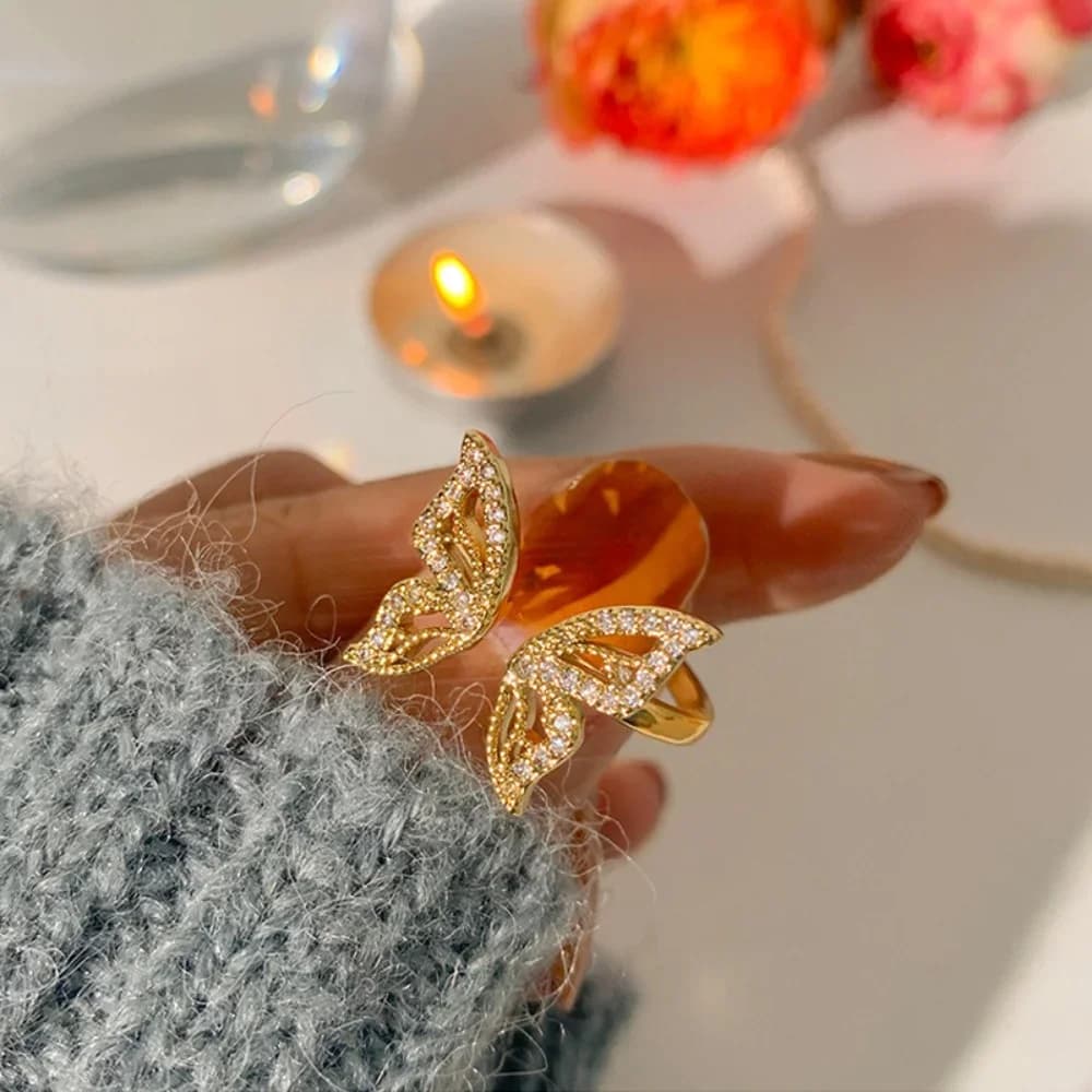 Moda leggera di lusso di nicchia regolabile vintage elegante fiocco aperto anello squisito dito indice accessori per gioielli regali per le donne