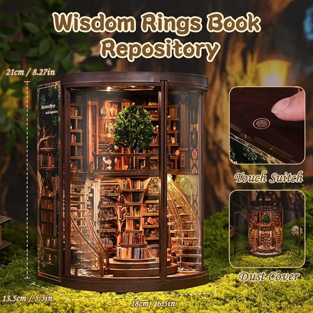 NUOVO Kit Fai-da-Te in Legno per Book Nook, Miniatura 3D da Assemblare, Porta Libri Decorativo, Regalo di Compleanno