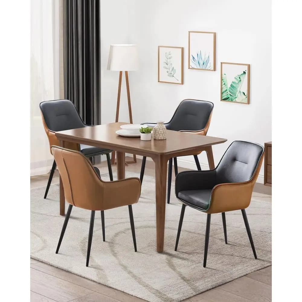 Set di 2 sedie da pranzo dal design moderno, sedie con dettagli in ecopelle con seduta e braccioli imbottiti, poltrone imbottite per il tempo libero