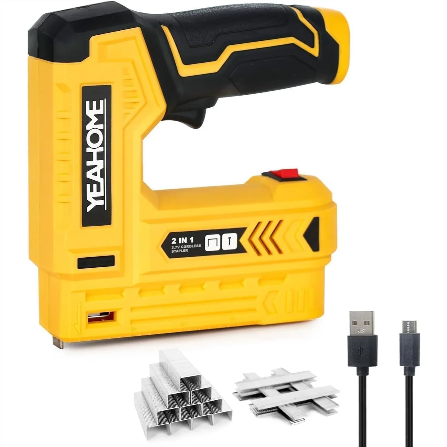 Pistola Sparachiodi Elettrica, Chiodatrice/Graffatrice a Batteria 3.7V con Caricatore USB, Leggera per Tappezzeria e Progetti Fai-da-te
