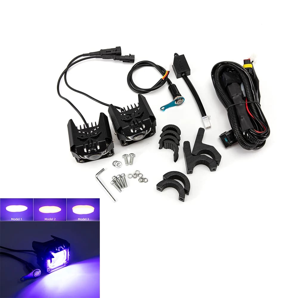 LED headlight for motorcycle light fog Spot auxiliary lamp High and low beam lens Double color White Purple Cross Bike Truck