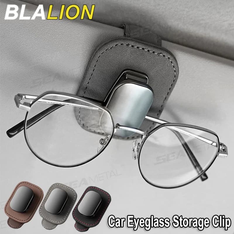BLALION Clip per riporre occhiali per auto Visiera parasole Porta occhiali da sole Porta occhiali in metallo opaco scamosciato di lusso Accessori interni per auto