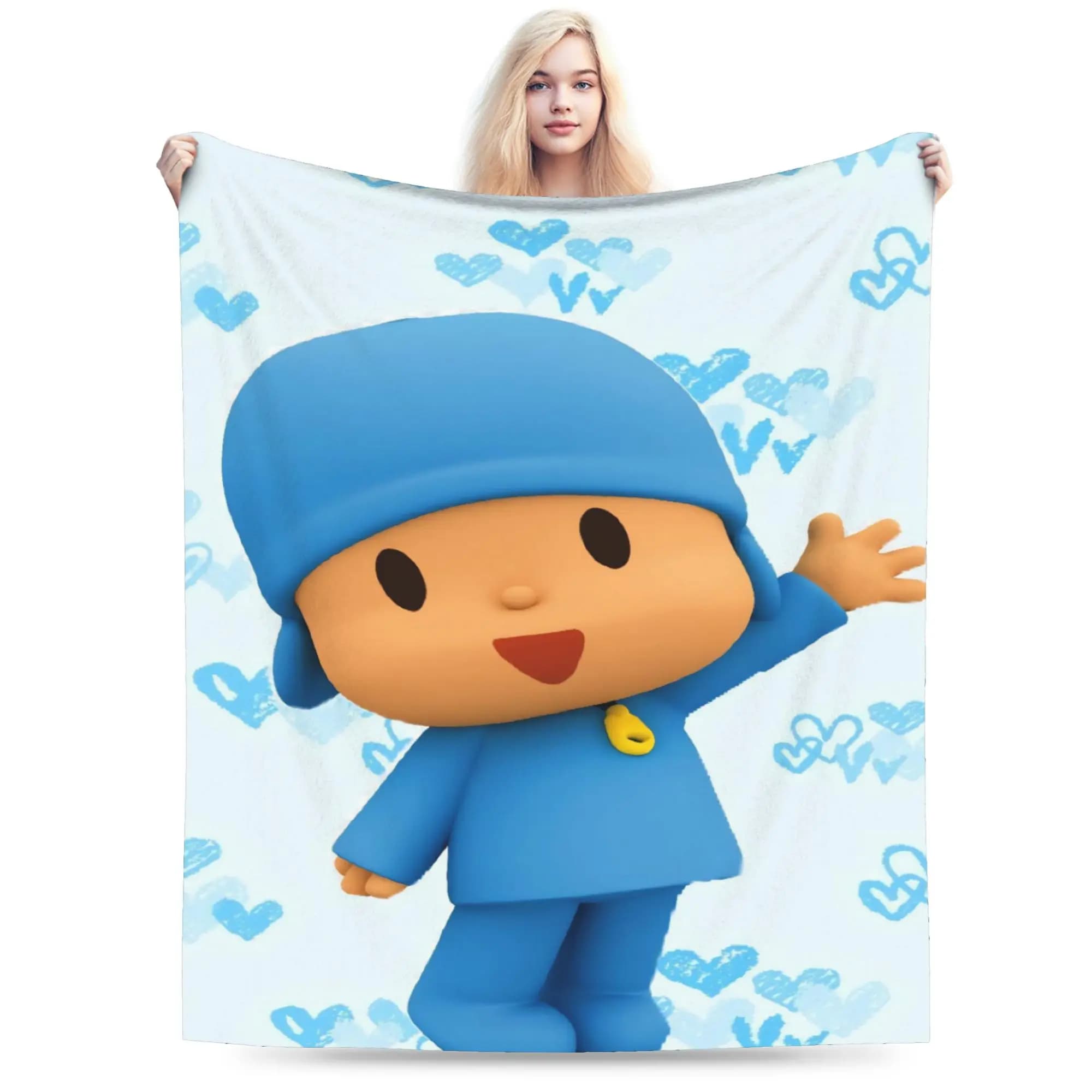 P-POCOYO Coperta calda e morbida per ragazze e ragazzi, coperta in peluche, stampa, soggiorno, copriletto in flanella, divano letto
