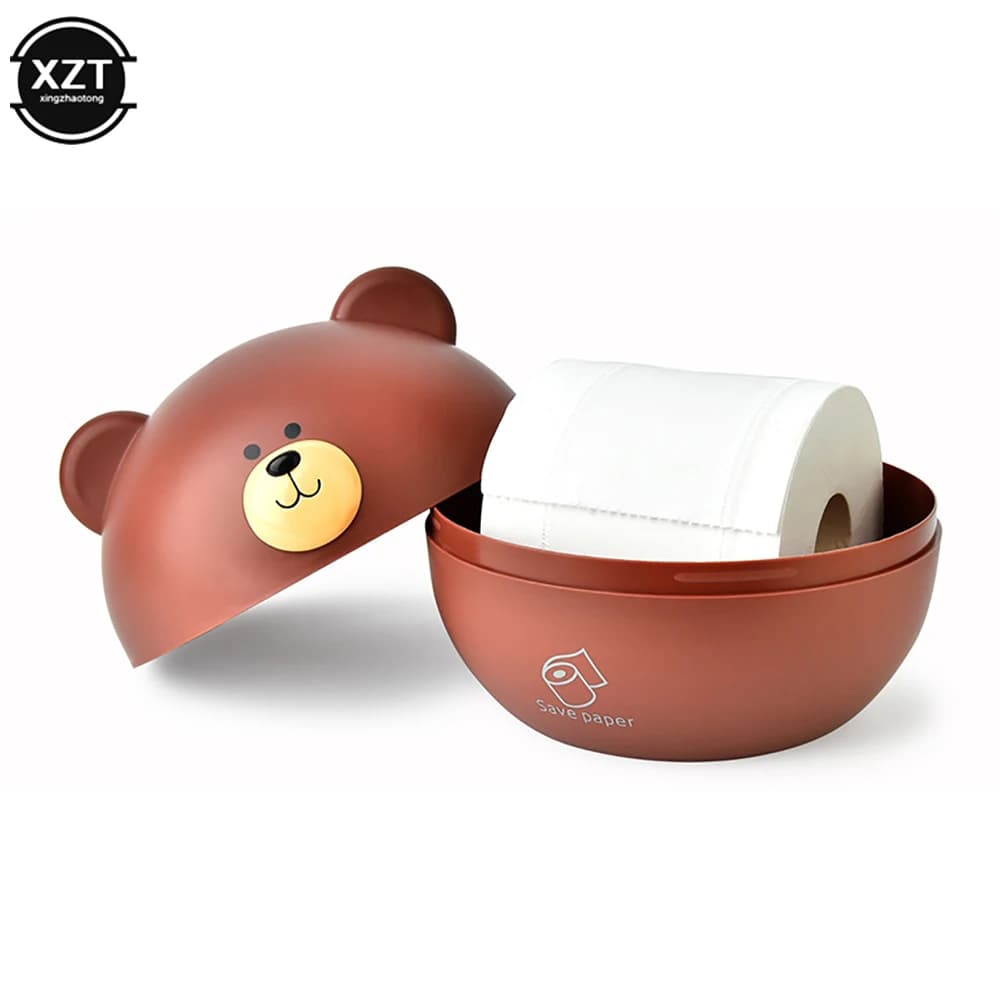 Scatola per fazzoletti con testa di orso carino Scatola portaoggetti per carta in rotolo nordico Wc Contenitore rotondo Porta tovaglioli Soggiorno Casa creativa Semplice