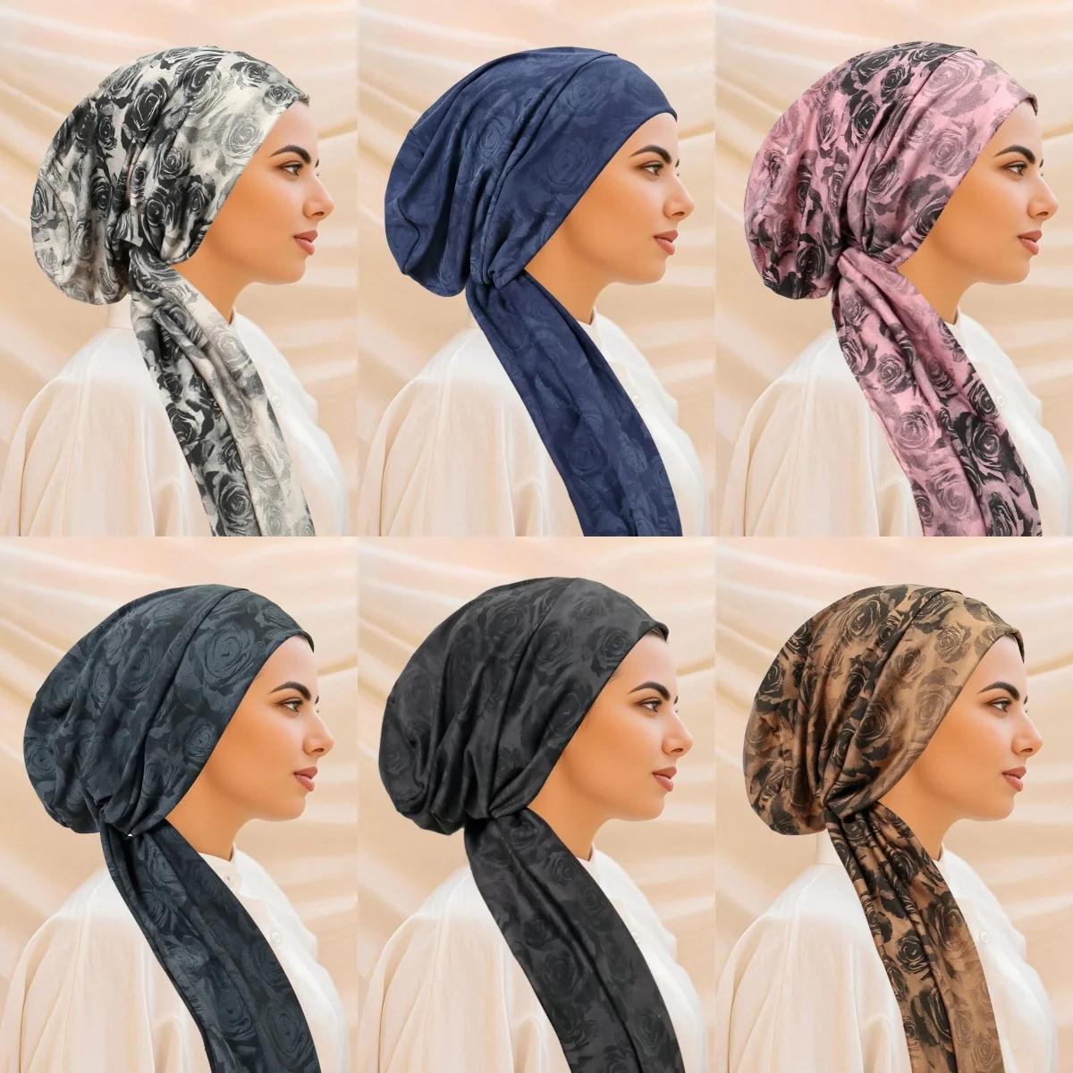 New Trendy Print Women Hijabs Head Scarf Hijab Chemo Cap Turban Pre-Tied Headwear Bandana Cancer Hair Loss Headscarf Head Wrap
