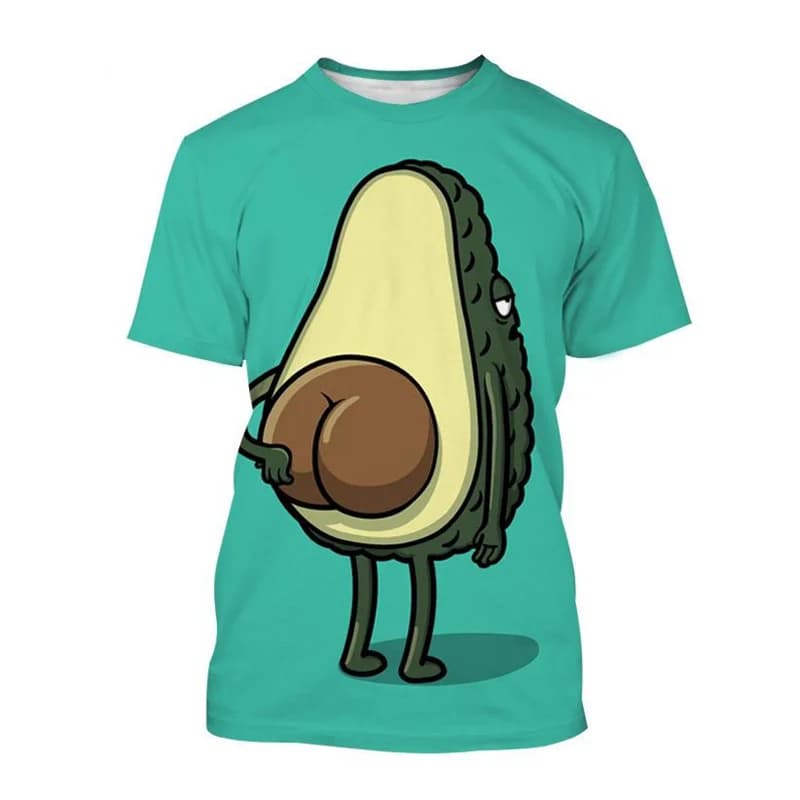 Moda Avocado Cartoon Pattern T Shirt per uomo Frutta 3D Stampato Tees Estate Casual Manica corta Girocollo Top T-shirt larghe