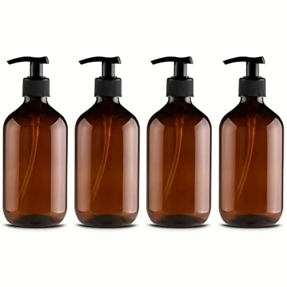 4 Pezzi 300ML 500ML Bottiglie Dispenser Portatili Vuote con Pompa, Contenitori Cilindrici Durevoli Ricaricabili per Shampoo, Lozione e Sapone Liquido