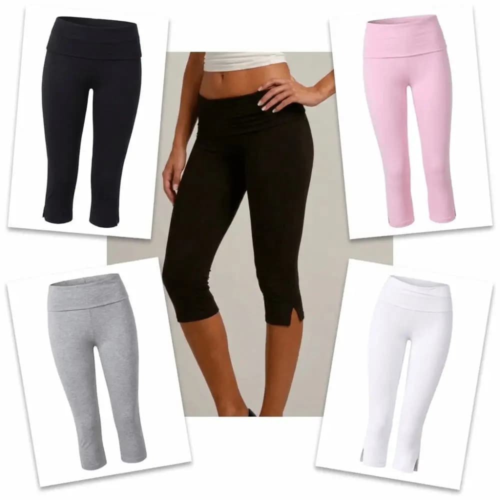 High Waisted High Waisted Capri Pants Slim Fit Stretchy High Waist Leggings Solid Color Wide Waistband Capri Leggings