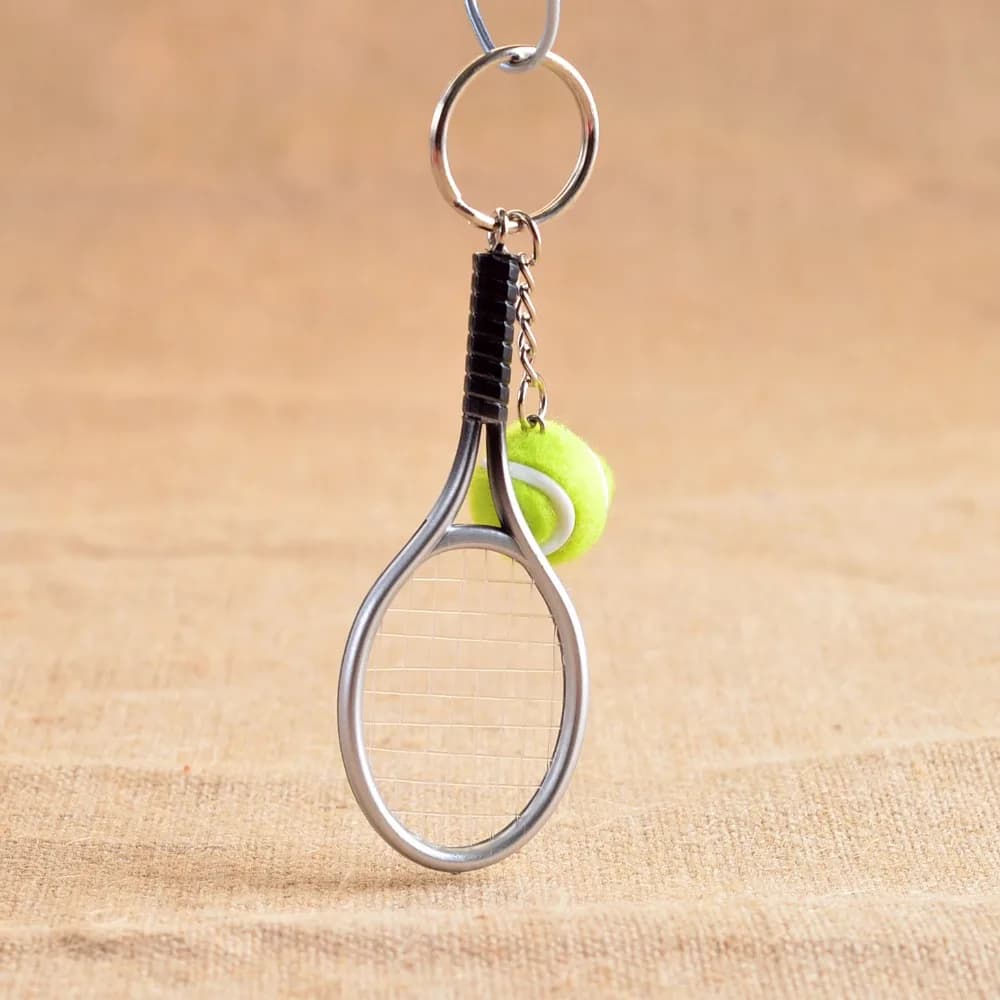 Nice sport mini tennis rack keyring keychain ring look for accessories Holer gifts for teenagers # 1-17162