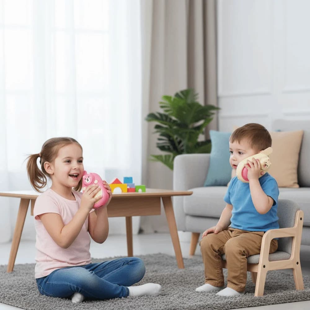 1 paio di walkie-talkie con orso adorabile, cordino indossabile a lungo raggio, walkie-talkie con orso dei cartoni animati, chiamata con un clic