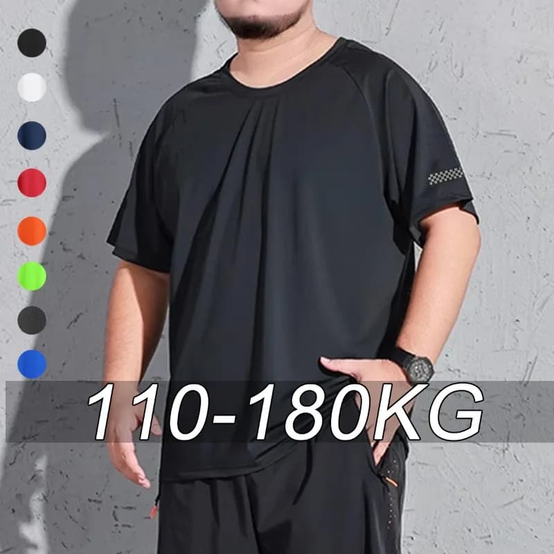 T-shirt sportiva da uomo Plus Size 7XL 175kg Outdoor Quick Dry Corsa Escursionismo T-shirt da ciclismo Girocollo T-shirt a maniche corte di grandi dimensioni