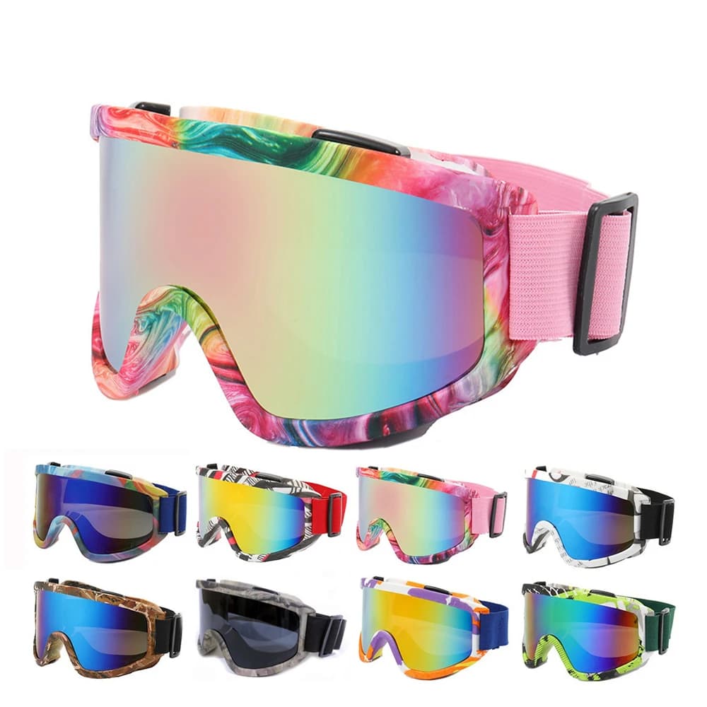 Occhiali da sci antiappannamento Occhiali da moto Occhiali da snowboard invernali Occhiali da sci Sport all'aria aperta Maschera da sci antivento Occhiali da fuoristrada Casco